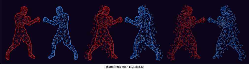 boxing abstract boxers fighting against each other, vector illustration