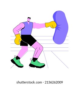 Boxing abstract concept vector illustration. Martial arts, combat sport, sportswear and protection, boxer glove, boxing ring, championship, professional fight club, punching bag abstract metaphor.