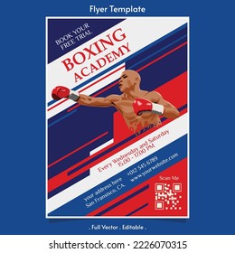 Boxing academy flyer template. Full Vector.