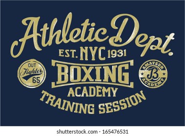 Academia de boxeo - Obra vectorial vintage para ropa deportiva en colores personalizados