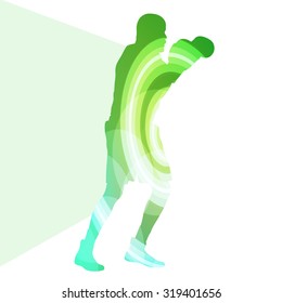 Boxing active young man box sport silhouette illustration vector background colorful concept made of transparent curved shapes