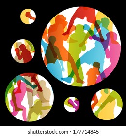 Boxing active young men box sport silhouettes vector abstract background illustration