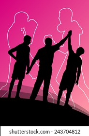 Boxing active young men box sport silhouettes abstract background illustration vector