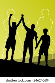 Boxing active young men box sport silhouettes abstract background illustration vector