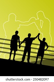 Boxing active young men box sport silhouettes abstract background illustration vector