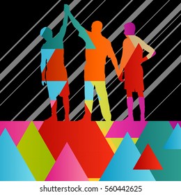 Boxing active young men box sport silhouettes vector abstract background illustration