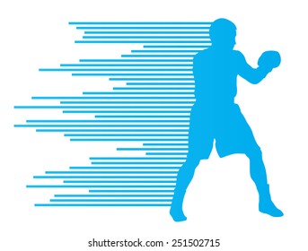 Boxing active young men sport silhouettes abstract background illustration vector concept made of stripes
