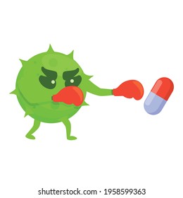 Boxing antibiotic resistance icon. Cartoon of Boxing antibiotic resistance vector icon for web design isolated on white background