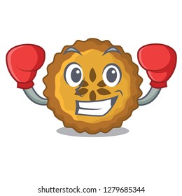 Boxing apple pie bread on cartoon Plate