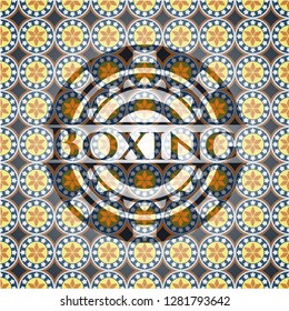 Boxing arabesque emblem background. arabic decoration.