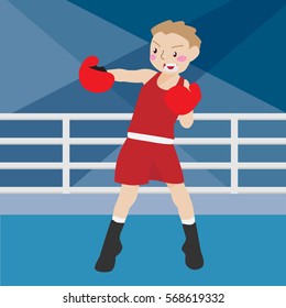 boxing athletic sport vector cartoon illustration set