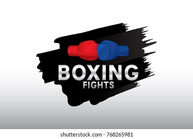 Boxing badge design with gloves and boxing ring.