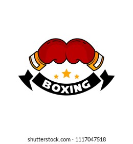 Boxing badge logo design template. Fighting sport emblem icon vector illustration
