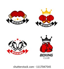 Boxing badge logo design template. Fighting sport emblem icon vector illustration