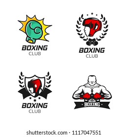 Boxing badge logo design template. Fighting sport emblem icon vector illustration
