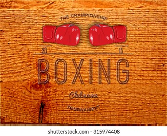 Boxing badges logos and labels can be used to fashion design, signs for sports clubs, sales, against the background of a wooden texture pixel