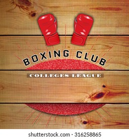 Boxing badges logos and labels can be used to fashion design, signs for sports clubs, sales, against the background of a wooden texture pixel