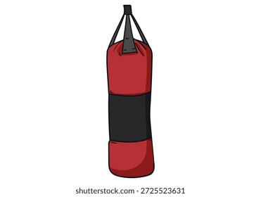 Saco de boxe colorido doodle ilustração vetor. Isolado sobre fundo branco