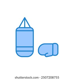 Boxing bag with gloves, vector icon editable. Perfect for web and app interfaces, infographics, etc.