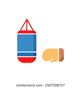 Boxing bag with gloves, vector icon editable. Perfect for web and app interfaces, infographics, etc.