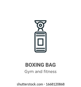Boxing bag outline vector icon. Thin line black boxing bag icon, flat vector simple element illustration from editable gym and fitness concept isolated stroke on white background