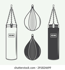 Boxing bags in vintage style. Vector illustration