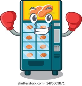 Boxing bakery vending machine isolated the cartoon