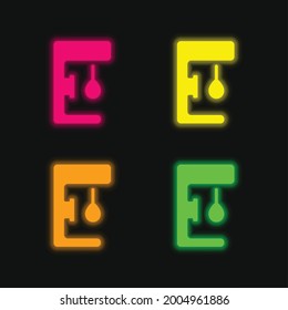 Boxing Ball four color glowing neon vector icon