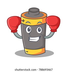 Boxing Battery Character Cartoon Style