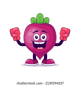 Boxing beetroot cartoon mascot character vector illustration design