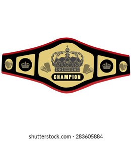 Boxing belt vector illustration. Competition belt. Golden champion belt. Championship belt icon svg
