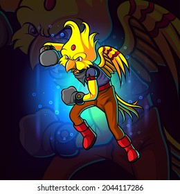 The boxing bird of paradise esport mascot design of illustration