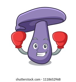 Boxing blewit mushroom character cartoon