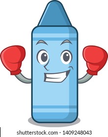 Boxing blue crayon isolated in the mascot