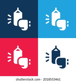 Boxing blue and red four color minimal icon set
