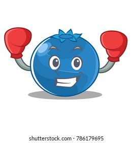 Boxing blueberry character cartoon style