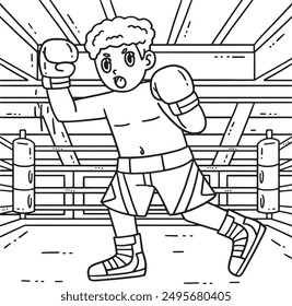 Boxeador de boxeo haciendo un Uppercut Punch para colorear