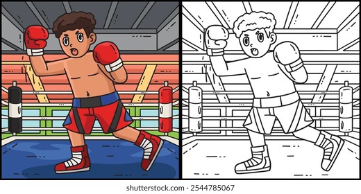 Boxeador de boxeo haciendo un Uppercut Punch Ilustración