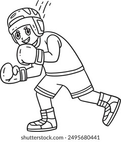 Boxing Boxer Evading Isolated Coloring Page 