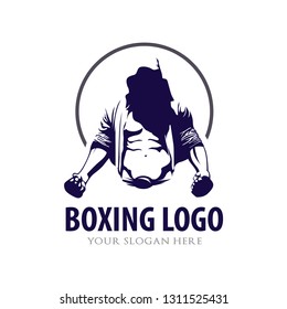 Boxing Boxer Fighter Fitness Gym Logo Template