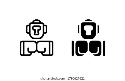 Boxing, Boxer, Fighter Ready to fight Arena Icon, Logo, Vector