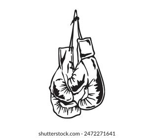 boxing boxer gloves sport extreme glove drawing logo vintage retro illustration outline draw design vector