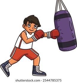 Boxing Boxer and Punching Bag Cartoon Clipart