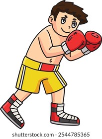 Boxing Boxer Raising Arms to Block Cartoon Clipart