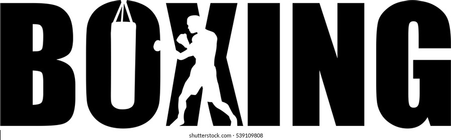 Boxing with boxer silhouette - Shutterstock ID 539109808