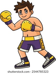 Boxing Boxer Stance Cartoon Colored Clipart