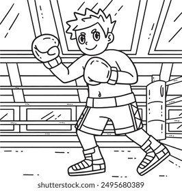 Boxing Boxer Stance Coloring Page for Kids