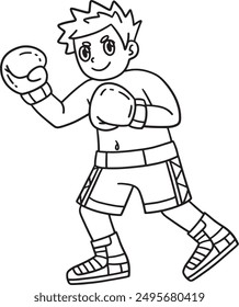 Boxing Boxer Stance Isolated Coloring Page 