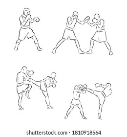 Boxing. Boxers fight duel Isolated on a white background. Black and white graphics. Vector illustration , boxer vector sketch illustration