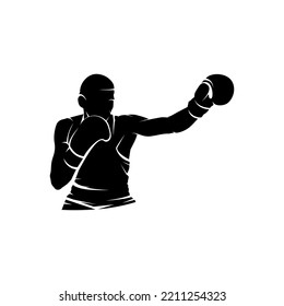 Boxing. Boxers fight duel Isolated on a white background. Black and white graphics. Vector illustration
